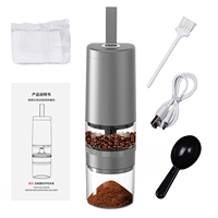 Molinillo de Café Eléctrico de Acero Inoxidable, Recargable por USB-C, 5 Niveles de Molienda Ajustables, para Uso Doméstico, al Aire Libre y en el Automóvil