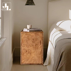 Mesita de noche rectangular de madera para dormitorio de Hotel de estilo nórdico con almacenamiento, Villa, <span class=keywords><strong>muebles</strong></span> de mesita de noche con textura de tumor de árbol de lujo - Product Image 4