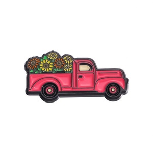 Custom Popular Car Brooch Cartoon Pattern Flowers Personality Decoration Metal Badge Lapel Enamel Hijab <b>Hat</b> Pin - Product Image 6