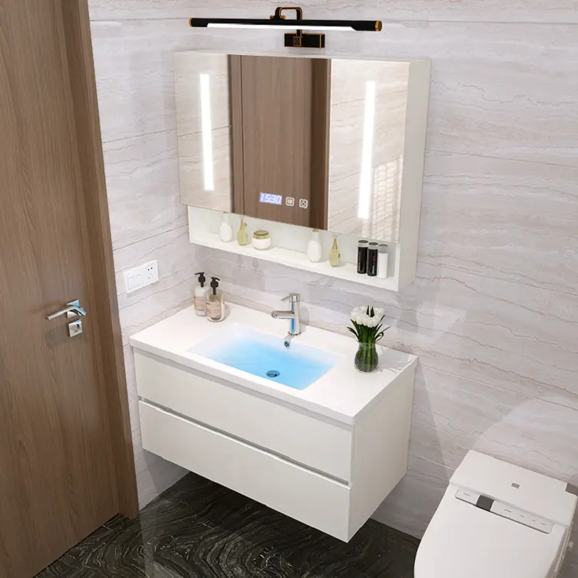 American style bathroom vanity wholesale white wood wall bathroom vanity cabinet with mirrored