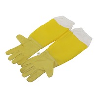 Imkerhandschuhe Gelb Belüftete Netzärmel Ziegenleder Imker-Schutzhandschuhe Anti-Bienenstich Langer Arm