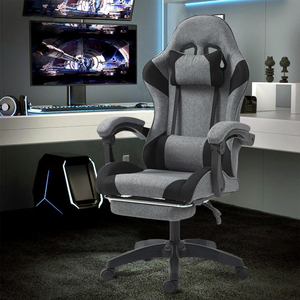 Silla Gamer Económica Giratoria de <span class=keywords><strong>Tela</strong></span> de Lino Resistente para el Hogar, Silla de Oficina Reclinable con Respaldo Alto y Altura Ajustable - Product Image 4