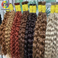 Venta al por mayor de fábrica: Paquetes de cabello virgen a granel para trenzar, cabello humano a granel sin trama, cabello humano a granel de onda profunda para trenzar.