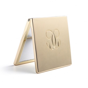 Luxury Dual Side Packing Gold Plated Logo Square Fashion Bag Cosmetic <b>Compact</b> <b>Mirror</b> - Product Image 6