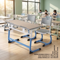 Ensemble de bureau et chaise modulaires pliables en bois de qualité supérieure pour étudiants, idéal pour les gymnases et les hôpitaux (vente en gros)