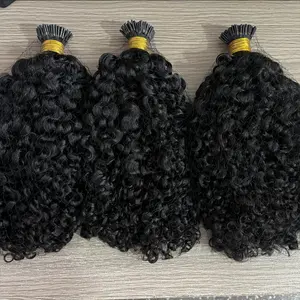 Brazilian Curly Wave i Tip Human Hair Extensions 3c 4a Kinky curly coily i tip raw virgin hair unprocessed virgin doble drawn