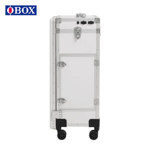 Valise portable Obox pour maquillage et nail art, blanche, avec roulettes et serrure, pour rangement à domicile - Product Image 3