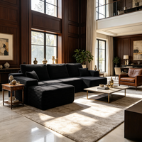 Canapé modulaire en forme de U symétrique avec double chaise longue pour salon de luxe à haut plafond