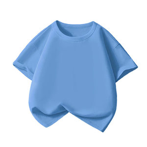 T-shirt en coton pour enfants, manches courtes, col rond, couleur unie, pour les activités de loisirs - Product Image 1