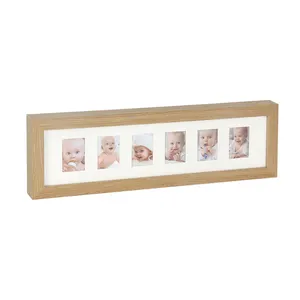 Jinn Home Matted Wood Photo Frame Newborn Baby My First Year Picture Frames Display with 6 Windows