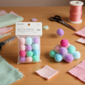 Ilan Bolita Pompom 3Cm Colore Macaron 12 Pezzi Decorazione Artigianale - Product Image 2