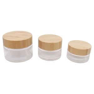 Empty 1Oz 30ml Round Frosted Glass Cream Jar with Bamboo Lid 50g Cosmetic Container Pot for Makeup Cream Lotion - Product Image 4