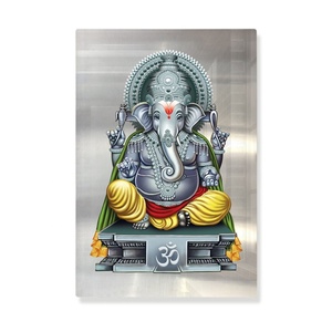 Estatua de <span class=keywords><strong>Lord</strong></span> Ganesha Vinayaka Ganapati Impresa en Placa de Aluminio, Pintura de Buda de la India, Arte Religioso, Elefante Dorado Decorativo - Product Image 1