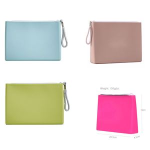 Elegant Fashionable Portable <b>Silicone</b> <b>Waterproof</b> Cosmetic Pouch Zipper Large Capacity Makeup Bag Coin Purse Travel Organizer - Product Image 3