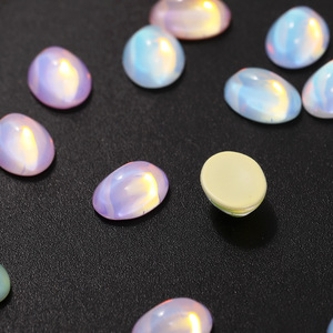 คริสตัลแก้วรูปวงรีหลังแบน สีรุ้ง สำหรับตกแต่งเล็บ งาน DIY อุปกรณ์ตกแต่งเครื่องประดับ ขนาด 10 มม. วิบวับ - Product Image 3