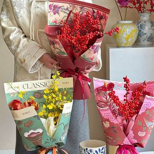 Nouvelle conception de papier d'emballage pour bouquets de haute qualité, style rétro classique en kraft - Product Image 1