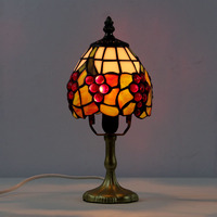 Lampe de table LED artisanale LongHuiJing européenne de 6 pouces en verre teinté motif raisin pour décoration de salon et chambre à coucher