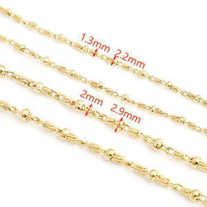Cadena de Bambú con Eslabones de 1.3mm y Acero Dorado de 2.0mm con Patrón de Swastika, Cadena de Cuentas para Material de Accesorios de Borlas Hanfu DIY - Product Image 3