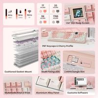 Clavier de jeu sans fil OEM ODM RT100 PRO avec écran 154 touches, bouton rotatif, connectivité RGB Tri-mode, Hot Swap, 5000 mAh, touches PBT personnalisables