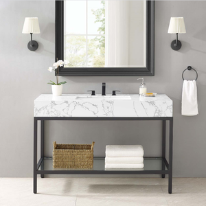 <span class=keywords><strong>Homedee</strong></span> 48 Pouces noir en acier inoxydable salle de bain vanité armoires - Product Image 2