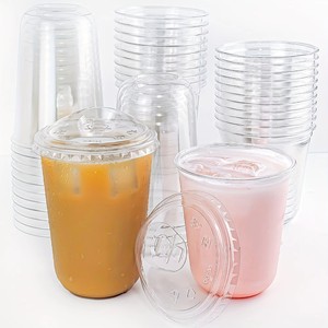 Gobelets en plastique jetables transparents personnalisés en forme de U de 89 mm avec couvercles pour boissons à emporter, thé au lait, boba et café - Product Image 1