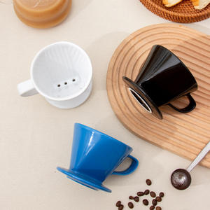 Tasse à café en céramique de Chaozhou, filtre à café en porcelaine réutilisable, style européen, blanc, noir, bleu, couleur unie DF0252 - Product Image 1