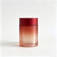 Pot de crème pour le visage en verre de luxe, flacon de lotion, emballage cosmétique personnalisé, vide, avec logo, cylindrique, transparent, givré, ambre, rose, bouchon à vis
