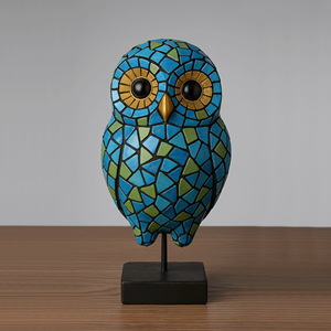 WeiVista-Tête d'animal en résine mosaïque, sculpture abstraite, artisanat, fabricant de décoration de bureau d'hôtel - Product Image 1