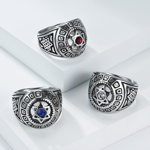 Men's <b>Titanium</b> Steel <b>Ring</b> Star Pattern Hollow Diamond Inlay Geometric Design Gift Jewelry - Product Image 4