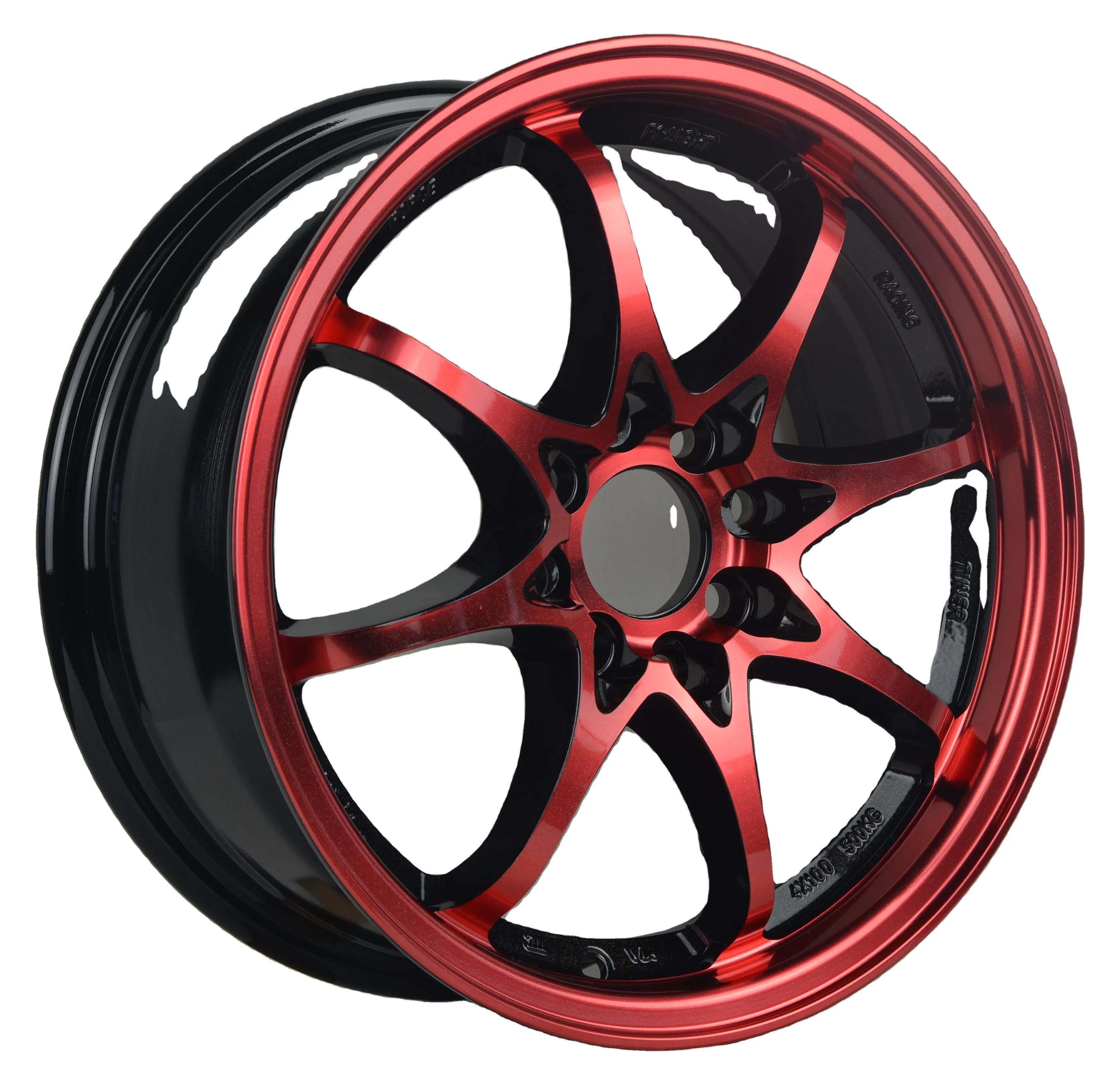 Красные круглые колеса подходят для японских автомобильных запчастей обода 15 дюймов 4 отверстия 15x6,5 с губами красного золота с aros 4x100 15pulg