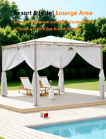 Pavillon de jardin moderne de luxe Source Factory, avec couverture en tissu imperméable, structure en tubes d'acier robustes et revêtement en poudre, pour l'extérieur