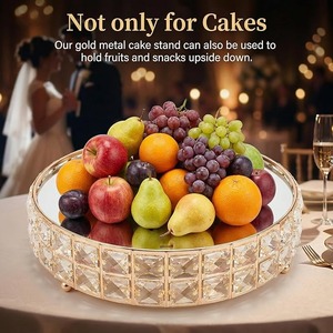 Support <span class=keywords><strong>à</strong></span> gâteau en cristal, piédestal en métal, plateau de service pour desserts, biscuits, fruits avec perles de cristal brillantes pour mariage, anniversaire - Product Image 5