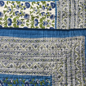 Ensemble de literie en voile de coton biologique pur de qualité supérieure Quilt fait à la main réversible Razai HandBlock imprimé Patchwork chaud HomeQuilt - Product Image 1