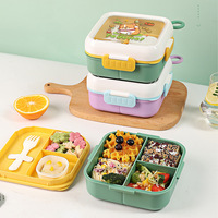 Boîte à lunch isotherme à double compartiment en plastique scellé de qualité alimentaire pour étudiants et employés de bureau, compatible micro-ondes