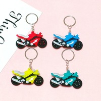 Porte-clés moto 3D en silicone souple et alliage de zinc avec impression numérique, pendentif moto de course de dessin animé pour cadeau