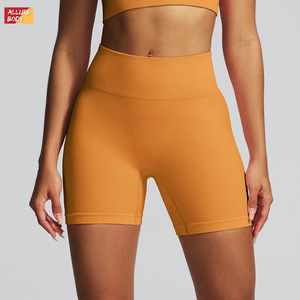 Shorts de yoga taille haute sans coutures pour femme, jaunes, pour fitness, course et sport, séchage rapide, extensibles - Product Image 5