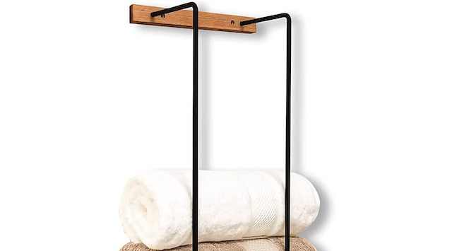 Porta asciugamani di carta in legno da appoggio, organizer verticale per di carta, con base antiscivolo, organizer per asciugamani da cucina, per armadio, tavolo, bagno