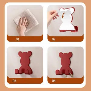 1 unidad Gancho autoadhesivo decorativo para pared, soporte creativo con forma de oso para afeitadora, gancho para llaves, clip para cable de datos, organizador de cables de escritorio - Product Image 5