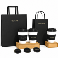 Sac en papier kraft imprimé sur mesure pour l'emballage de marques de café avec gobelet en papier de qualité supérieure et emballage à emporter
