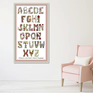 NKF DIY Alphabet Couleur <span class=keywords><strong>Broderie</strong></span> pour le Salon <span class=keywords><strong>Point</strong></span> Facile Fait à la Main Artisanat Chinois Motif Kit de <span class=keywords><strong>Point</strong></span> de <span class=keywords><strong>Croix</strong></span> - Product Image 1