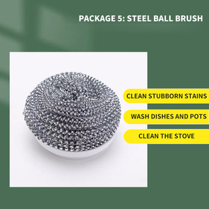 5 in 1 Multi-function Kitchen Handheld Cleaning <b>Brush</b> With 3 <b>Brush</b> Heads Cleaning <b>Brush</b> - Product Image 6