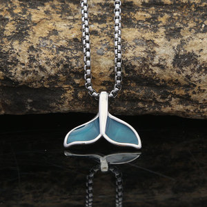 Collar con Colgante de Cola de Ballena de Acero Inoxidable yunnique, Diseño Animal Azul Océano, Joyería de Moda - Product Image 3