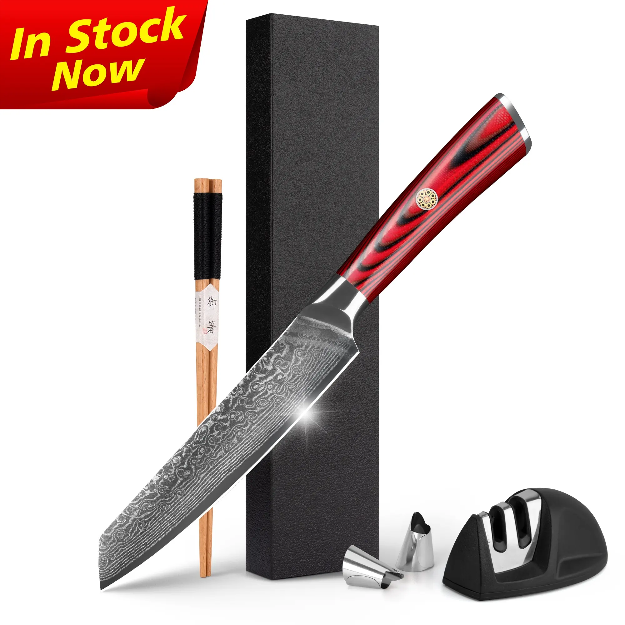 10% de descuento en mango rojo G10, cuchillo utilitario de acero damasco de 5 pulgadas VG10, cuchillos de cocina japoneses de 67 capas para carne