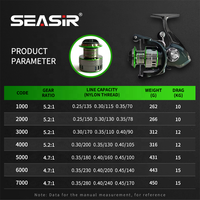Seasir DHK 1000 7000 14+1BB Reel Spinning Murah Heavy Duty Reel Pancing Full Metal Reel Spinning Hitam/ OEM Umpan Palsu 16kg JP