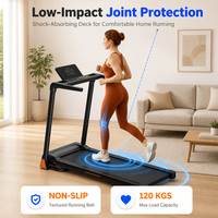 Tapis roulant pliable avec console LED, capteurs de fréquence cardiaque, touches de vitesse rapide, moteur 2,5 CV, machine de course compacte pour la remise en forme à domicile