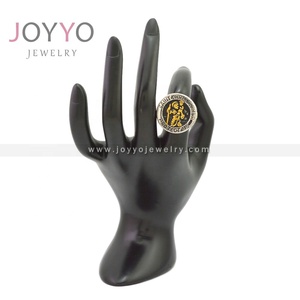 Anillo de acero inoxidable 316L para hombre, joyería religiosa, Oro Sólido, San Cristóbal, protección Us, madeles redondos - Product Image 3