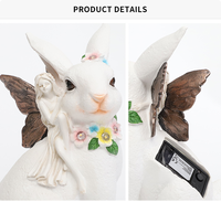 Sculpture de lapin en résine LED à énergie solaire Roogo de luxe pour la décoration de jardin et les fêtes