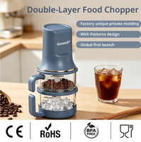 Hachoir à légumes et à glace double fonction, 2 vitesses, moteur 450W, boîtier en plastique, design sur pied ou sur table, bol de mélange 1L, fonction de levage du bol