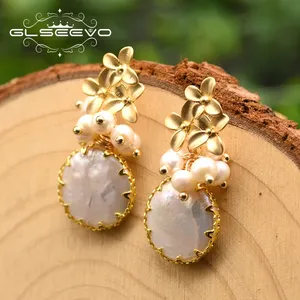 Orecchini pendenti con perle d'acqua dolce naturali al 2022 per gioielli fatti a mano per feste di matrimonio da donna