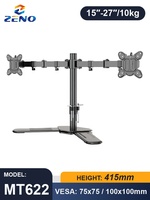 Support double moniteur Zeno 14"-32" pour bureau, idéal pour designers, édition et e-sport, avec bras inclinable et pivotant pour PC, modèle MT622